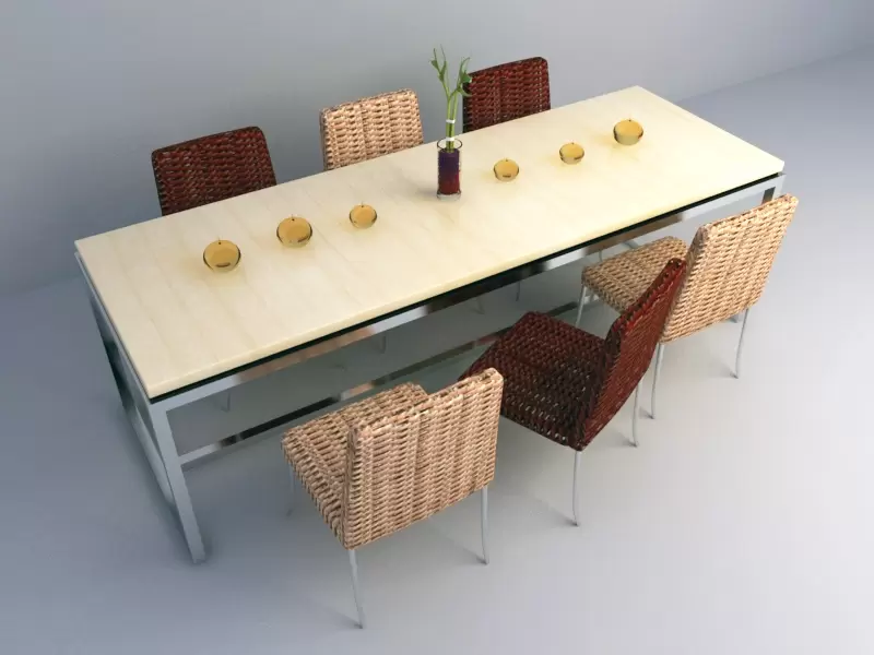 Combine Dining Table it with rattan Chairs 004