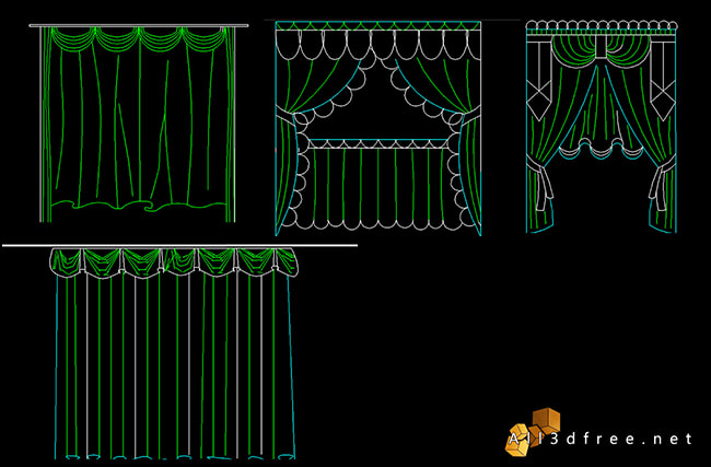 curtains autocad block - curtain lambrequins 4
