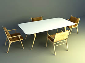 dining table set 3d model free download 002