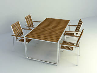 3d model wooden dining set 