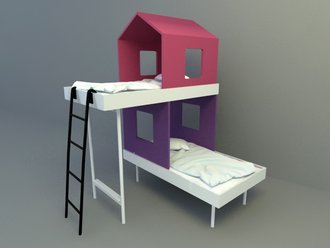 simple double loft bed 3d model