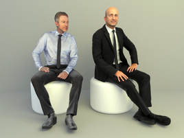 men sitting pose 3d model character