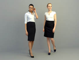 office girls walking pose 3d models