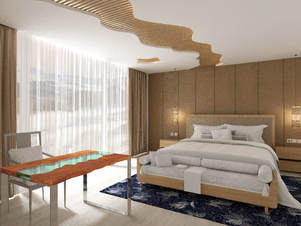 Room Suite with business concept design 3d scene
