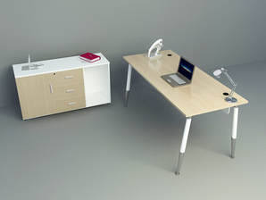 Office desk with low cabinet design 3d model collection 2018