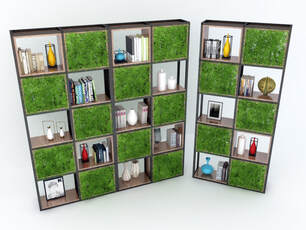 3D model - Modern rack with plant and decorative frame