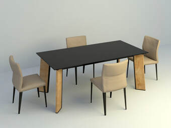 3d model dining set with modern concept