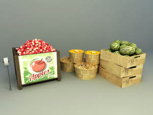 3d model fruits basket collection