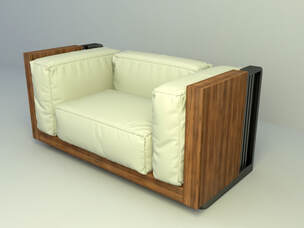 3d model Wood Base Lounge Sofa free download