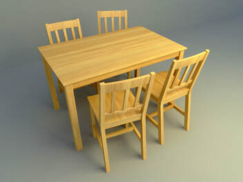3d model dining set with simple wooden design