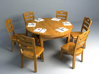 3d model wooden dining set design