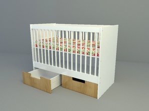 baby bed with drawer 3d model