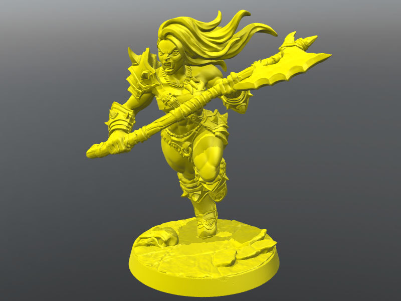 Game character 3d model - Orc Barbarian Lady