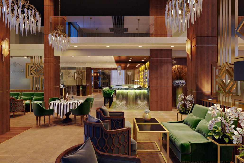 Hotel restaurant with elegant concept style (E view) on all3dfree