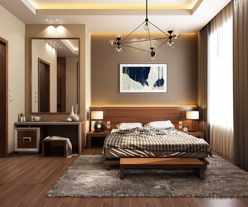 Modern hotel room with "brown texture" concept design ( A View ) on all3dfree
