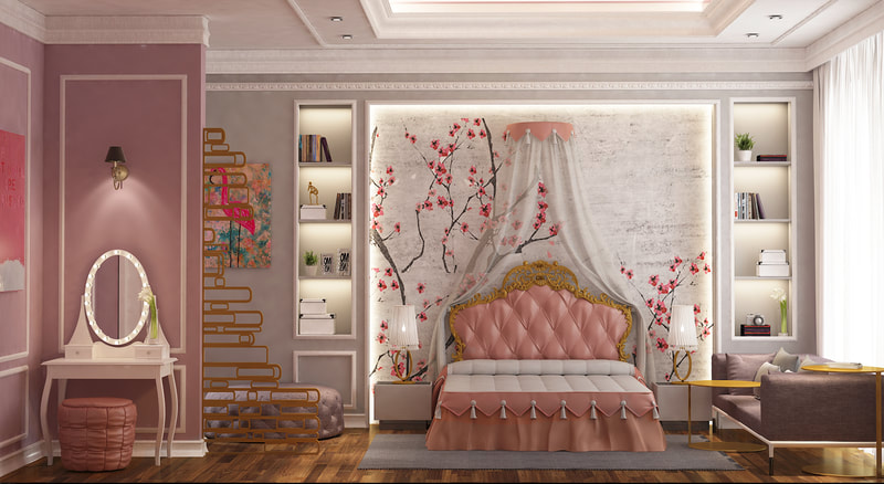kids bedroom design for girls with elegant concept ( A View )