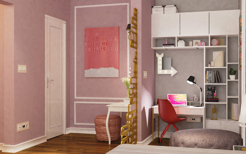 kids bedroom design for girls with elegant concept ( C View )