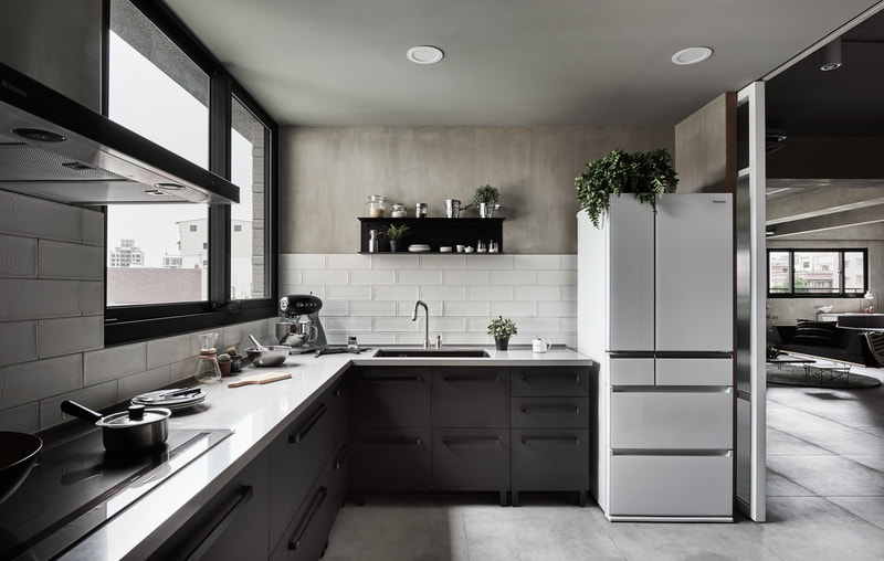 kitchen design with modern "black and white" style ( B view ) on all3dfree