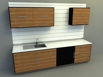 kitchen 3d model free download - Simple one-wall kitchen design 007