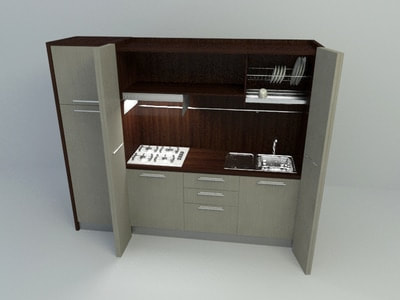 kitchen accessories 3d model free download - build in cabinet kitchen 001