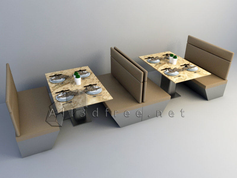 free 3d model - Leather Chair Booth Seating 011