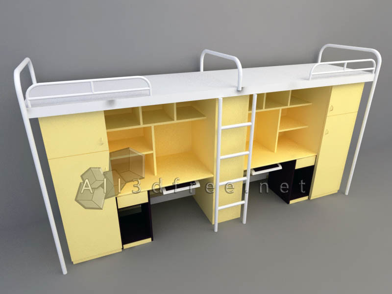 free 3d model - loft bunk bed 012