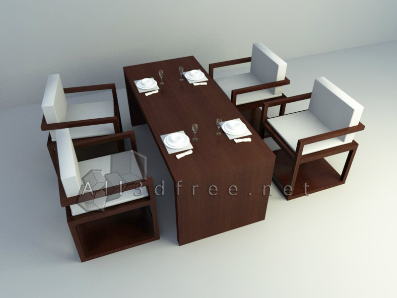 free 3d model - Low Rise Dining Table 003