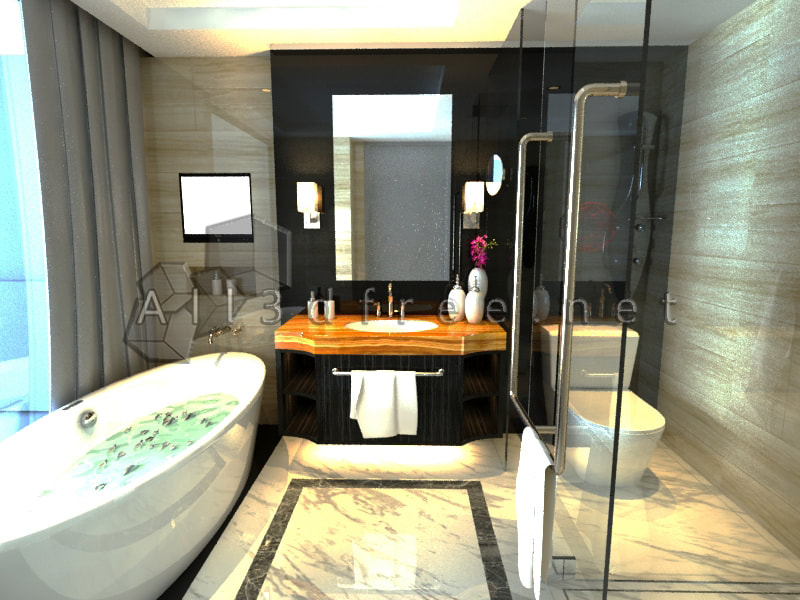 3d models scene Modern bathroom design 3