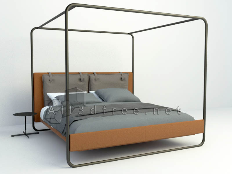 bed 3d models - Modern Contemporary Canopy bed 008
