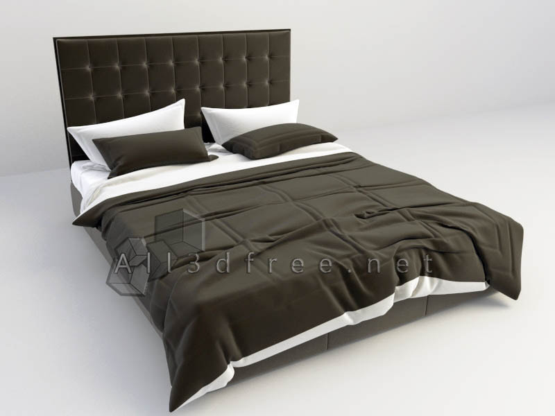 bed 3d models - Modern double bed 002