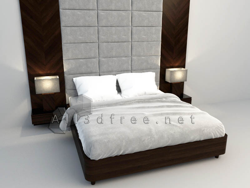 bed 3d models - Modern double bed 005