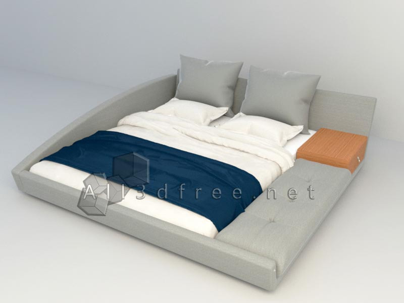 free 3d model - Modern double bed 006