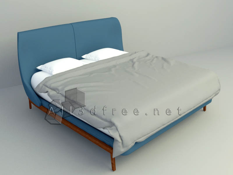 free 3d model - Modern double bed 011