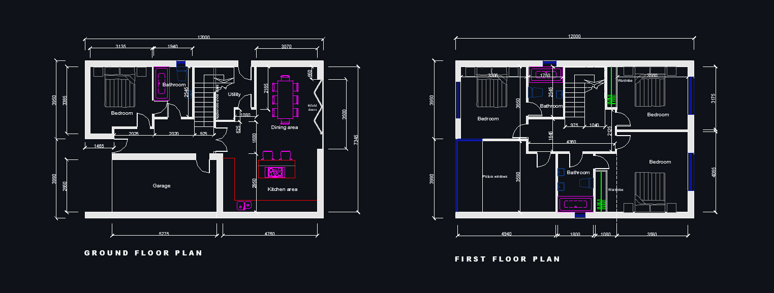 Modern house layout plan design Cad block