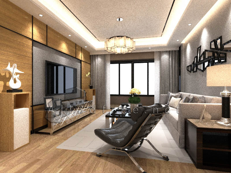 3d Model Interior Scene Download - Modern living room 011
