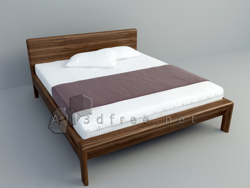 3d Model Collection - Simple queen size bed 007