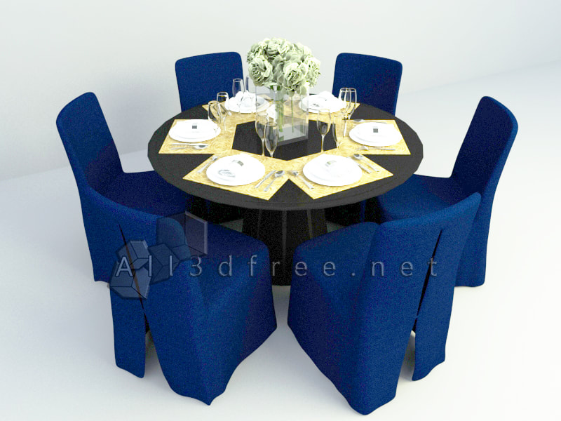 free 3d model - Modern Round Table Dining 006