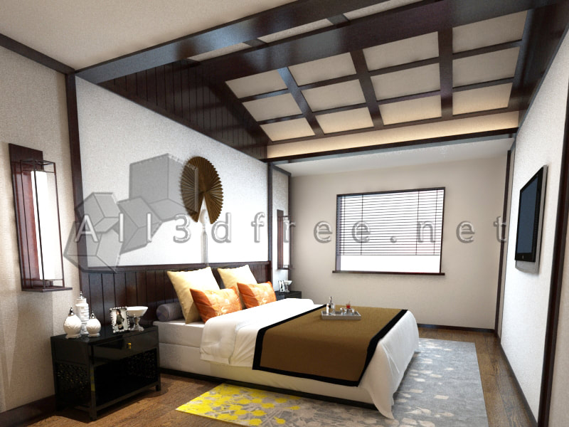 3d models scene New Chinese style bedroom 9