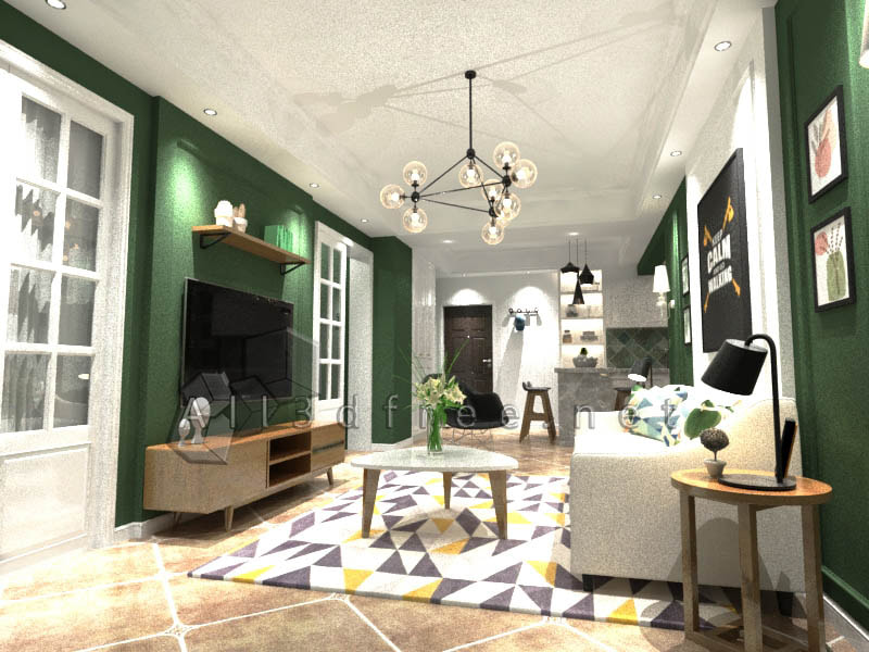 3d Model Interior Scene Download - Nordic living room 003