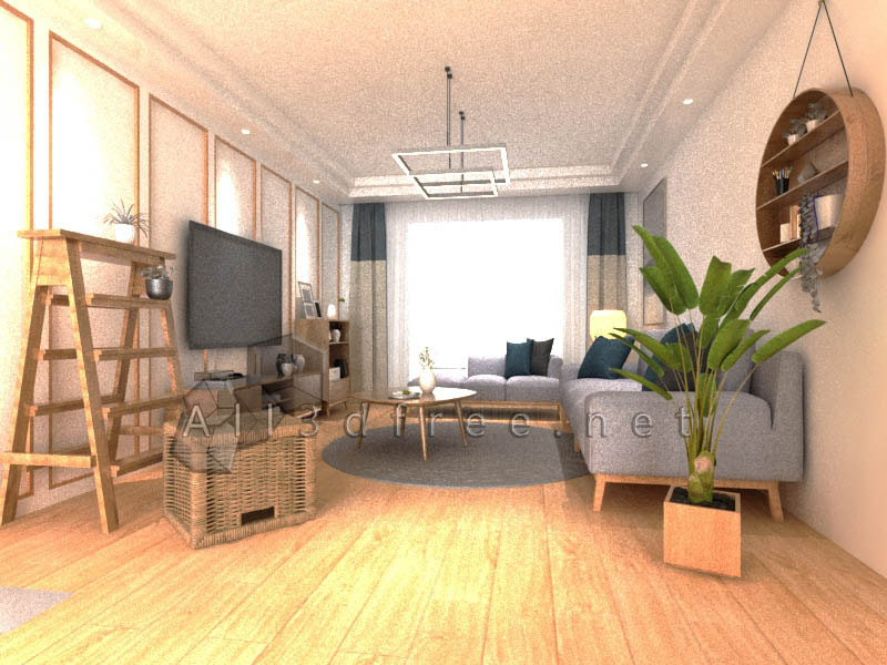 3d Model Interior Scene Download - Nordic living room 007