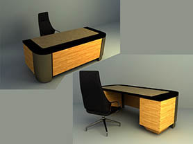 office chair 3d model free download - Manager Office Desk and chair 002