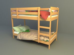 simple design double loft bed 3d model