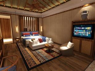 Resort Room with bamboo concept design 3d scene