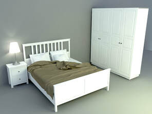 Wooden with white color design queen size bed