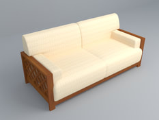 Daybed sofa with wooden and cushion material 3d model