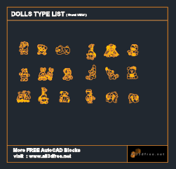 cad blocks furniture library - Dolls Collection AutoCAD Block