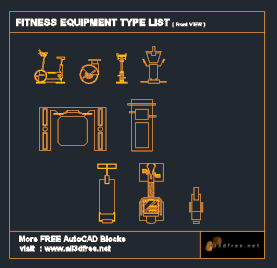 cad blocks furniture library - fitness equipment collection AutoCAD Block