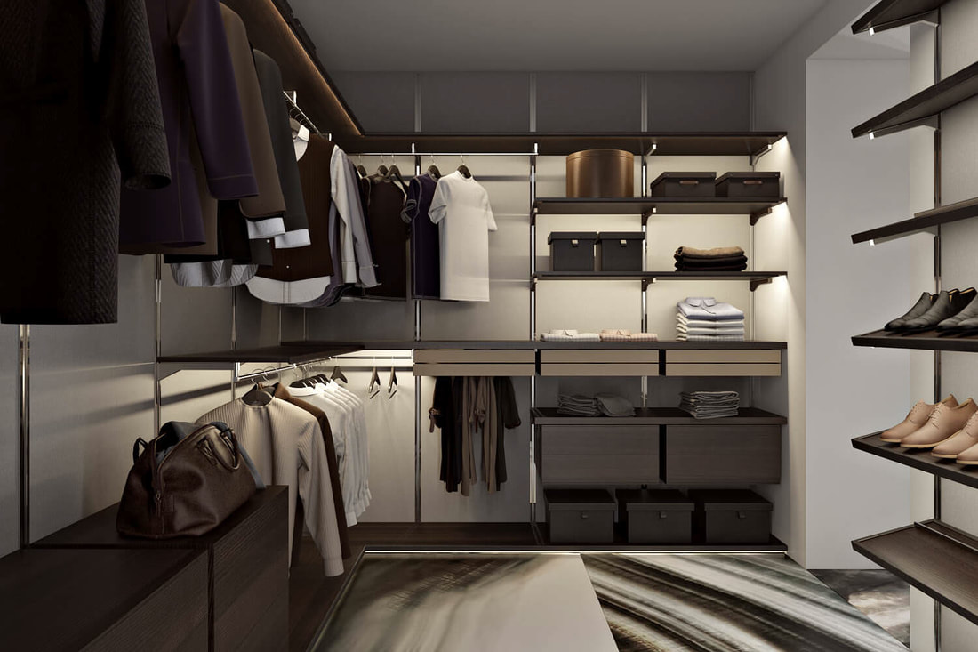 men clothes collection room design